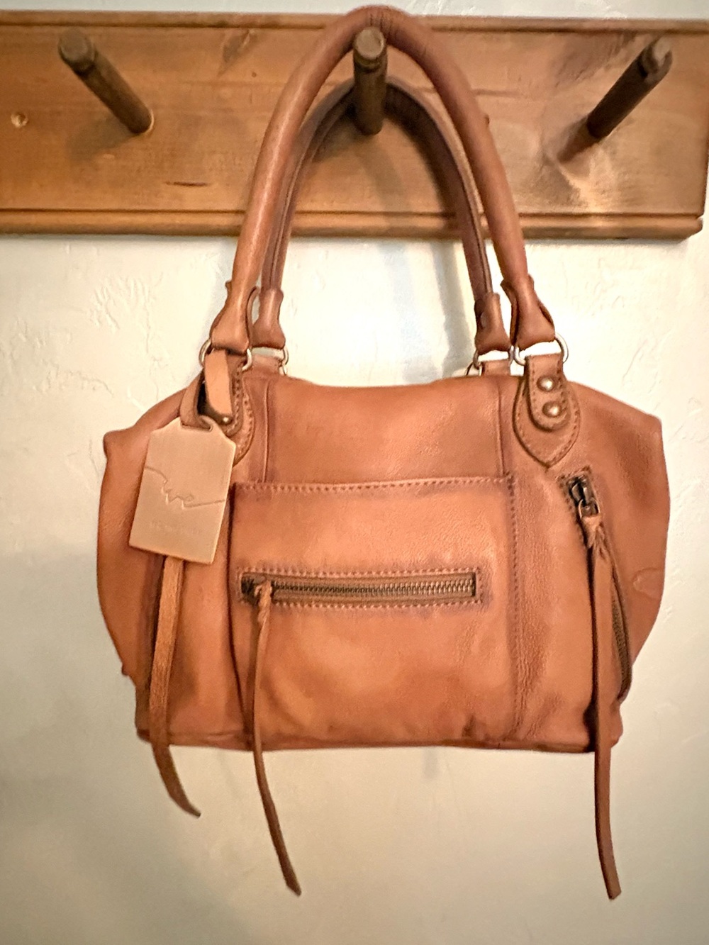 Free People x WTF Baby Emerson Leather Shoulder Bag in Saddle - Picture 5 of 15